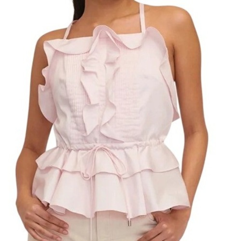 Marissa Webb Womens XS Bex Ruffle Apron Top in Soft Pink